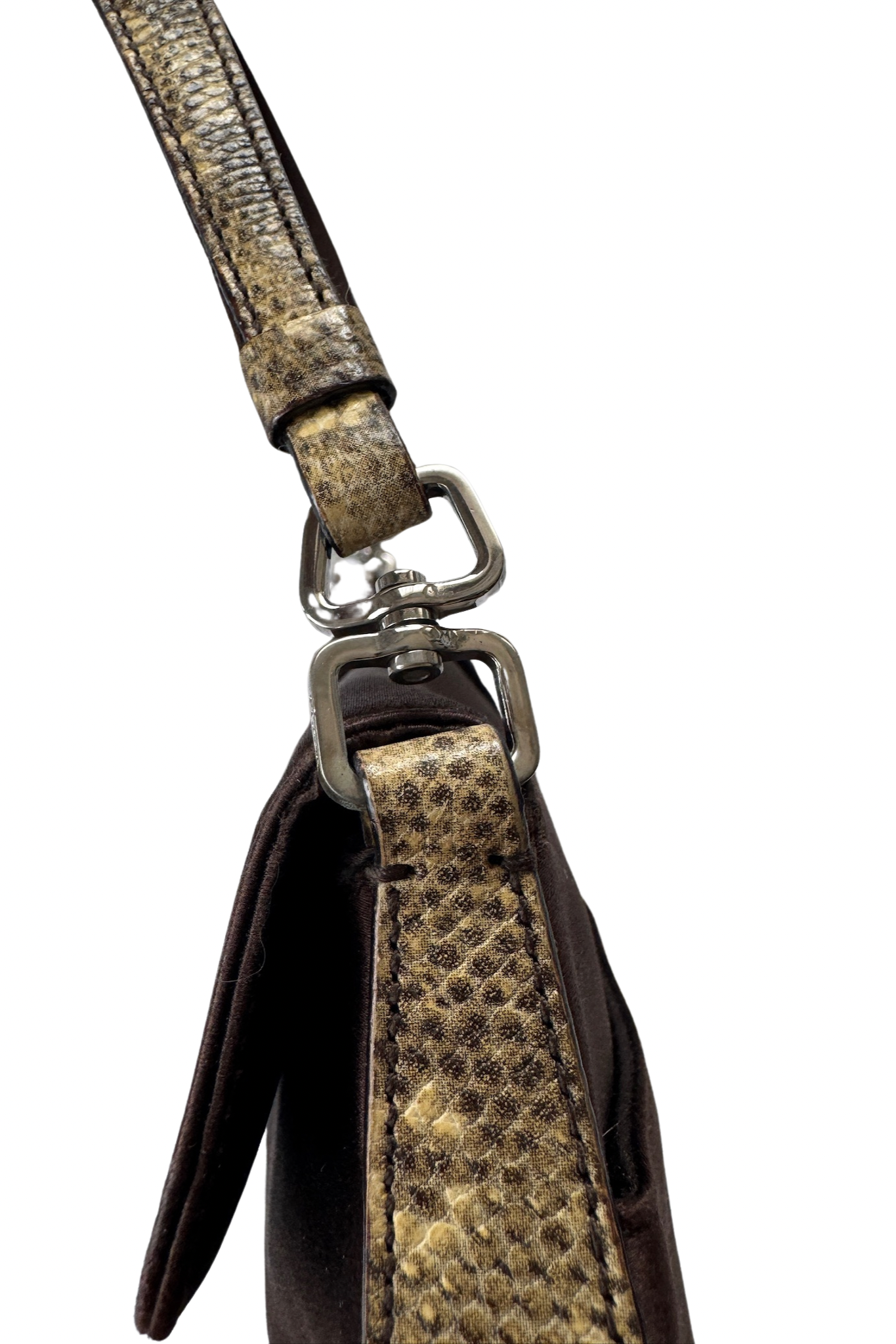 RARE PRADA Satin Leather Brown Shoulder Bag