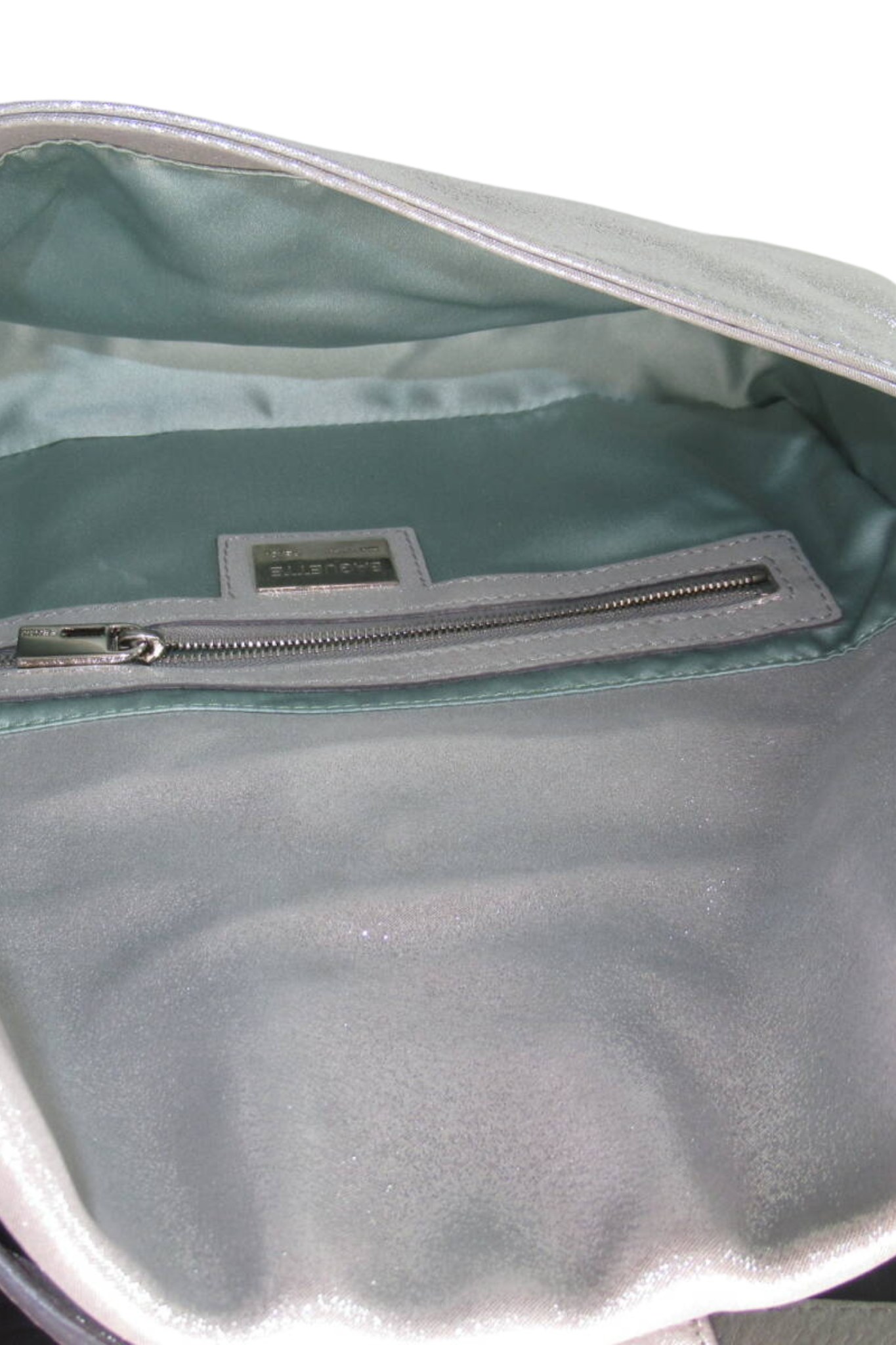 RARE FENDI Silver Crystal Baguette Shoulder Bag