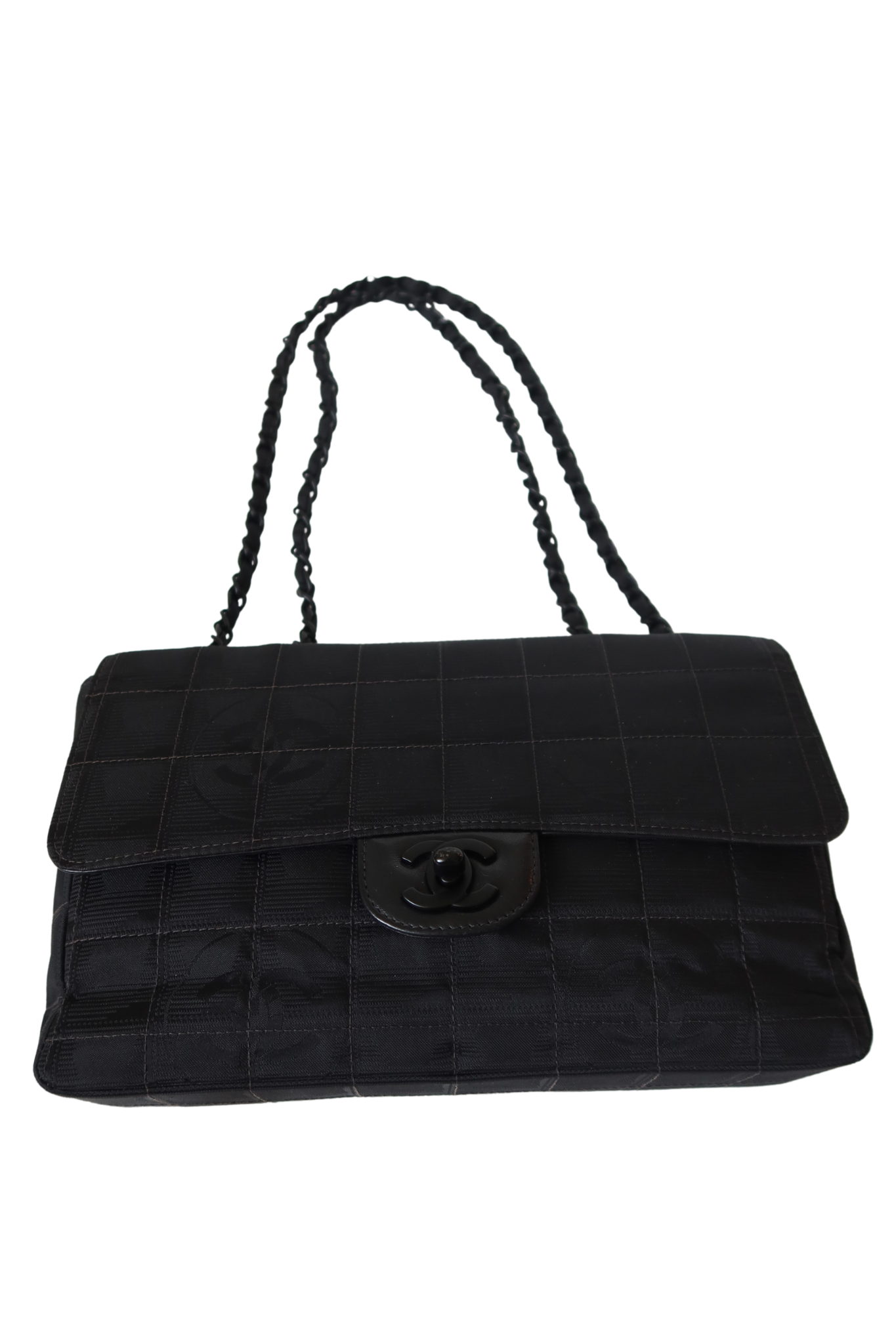 CHANEL Black Travel Line Nylon CC Flap Bag