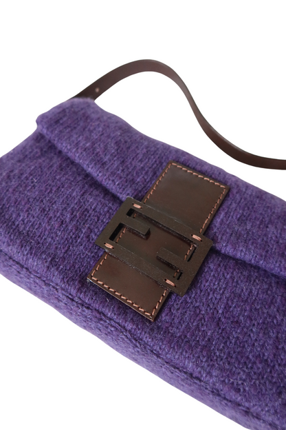 FENDI Purple Wool Baguette