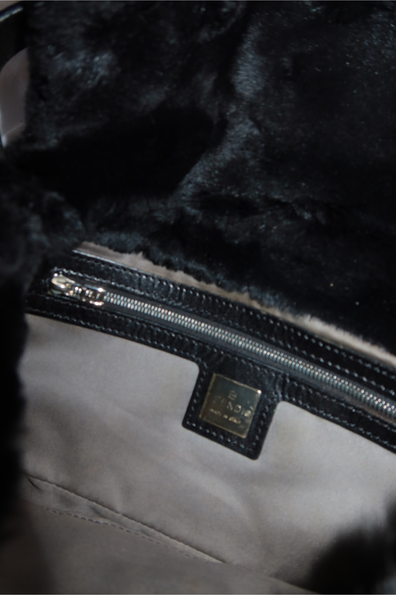 FENDI Black Fur Baguette