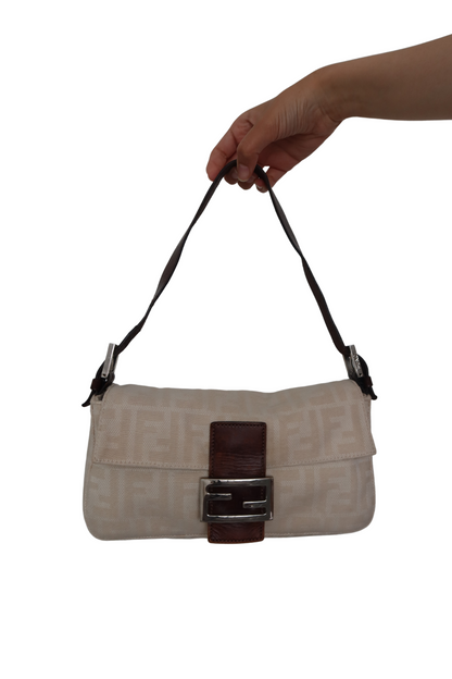 FENDI Zucca Canvas Baguette Shoulder Bag