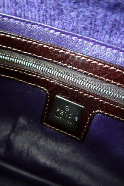 FENDI Purple Wool Baguette