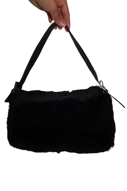 FENDI Black Fur Baguette