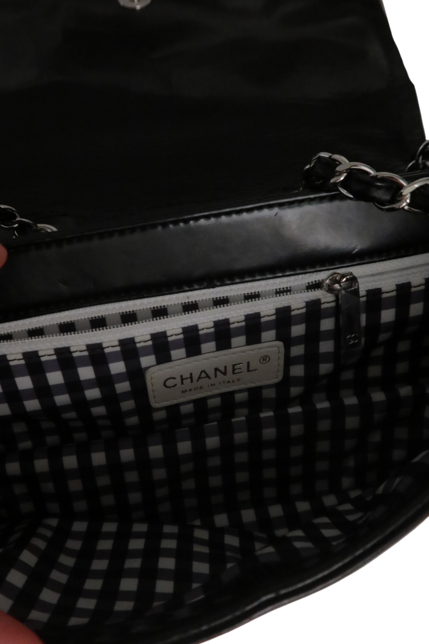 CHANEL Patent Chain Flap Bag