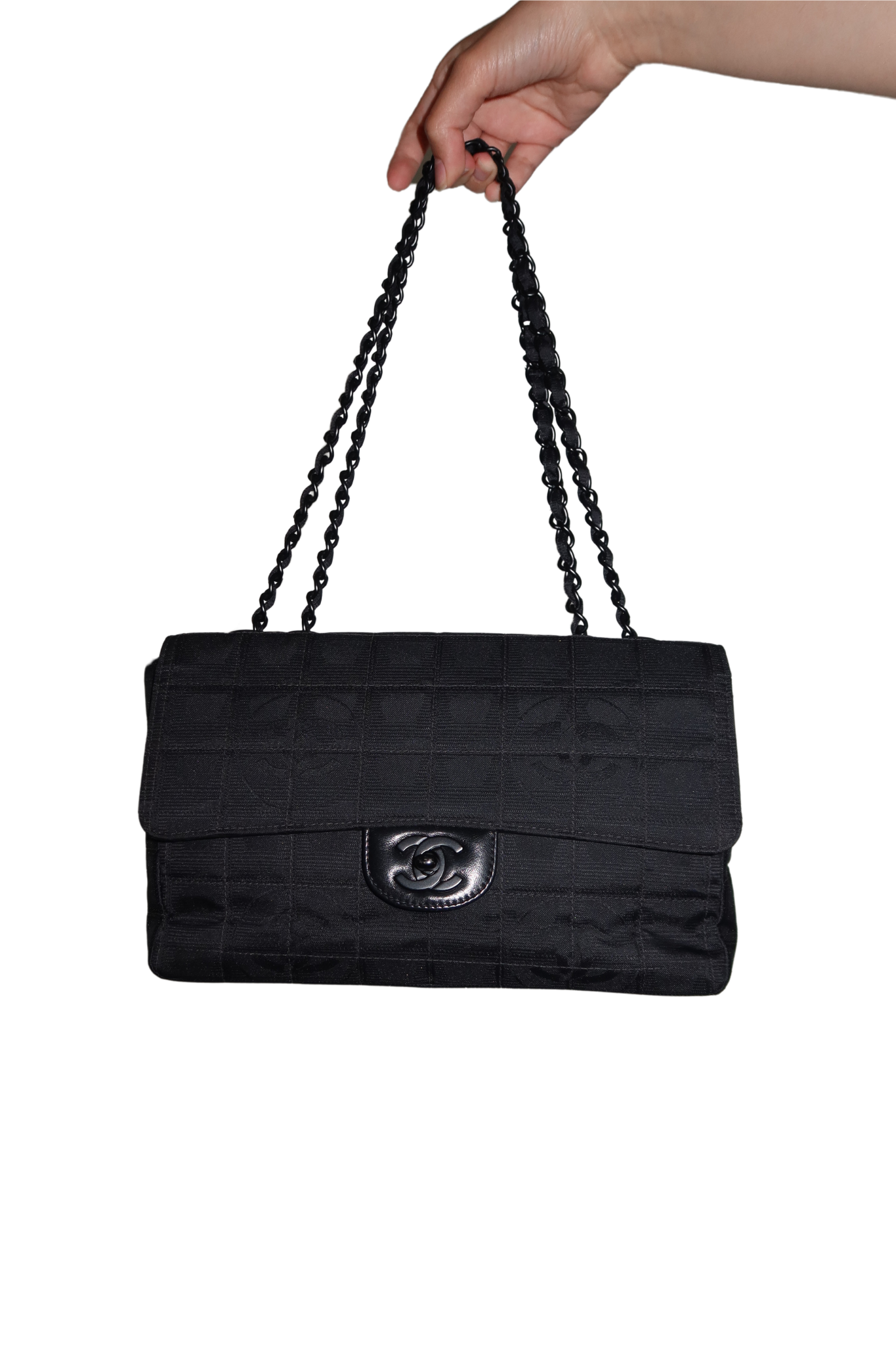 CHANEL Black Travel Line Nylon CC Flap Bag